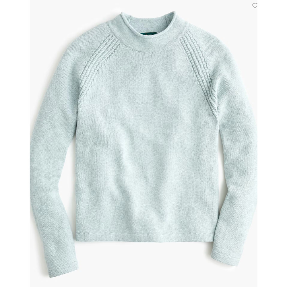 J.Crew Women's 1988 Rollneck Sweater Merino Wool Light Powder Blue Knit Top - Picture 2 of 8